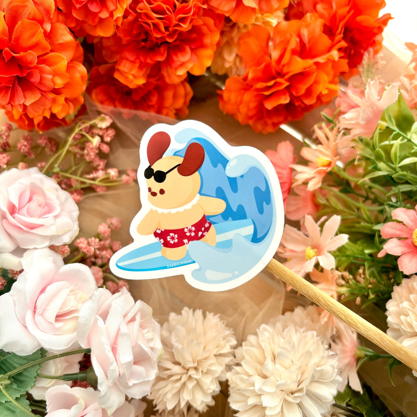 Surfing Pocha Sticker