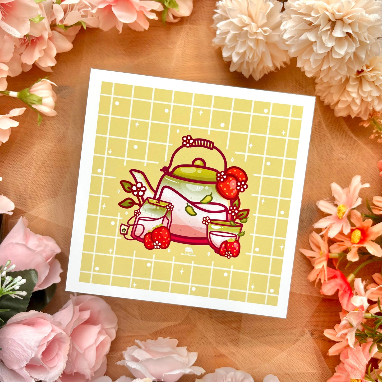5" Strawberry Matcha Art Print