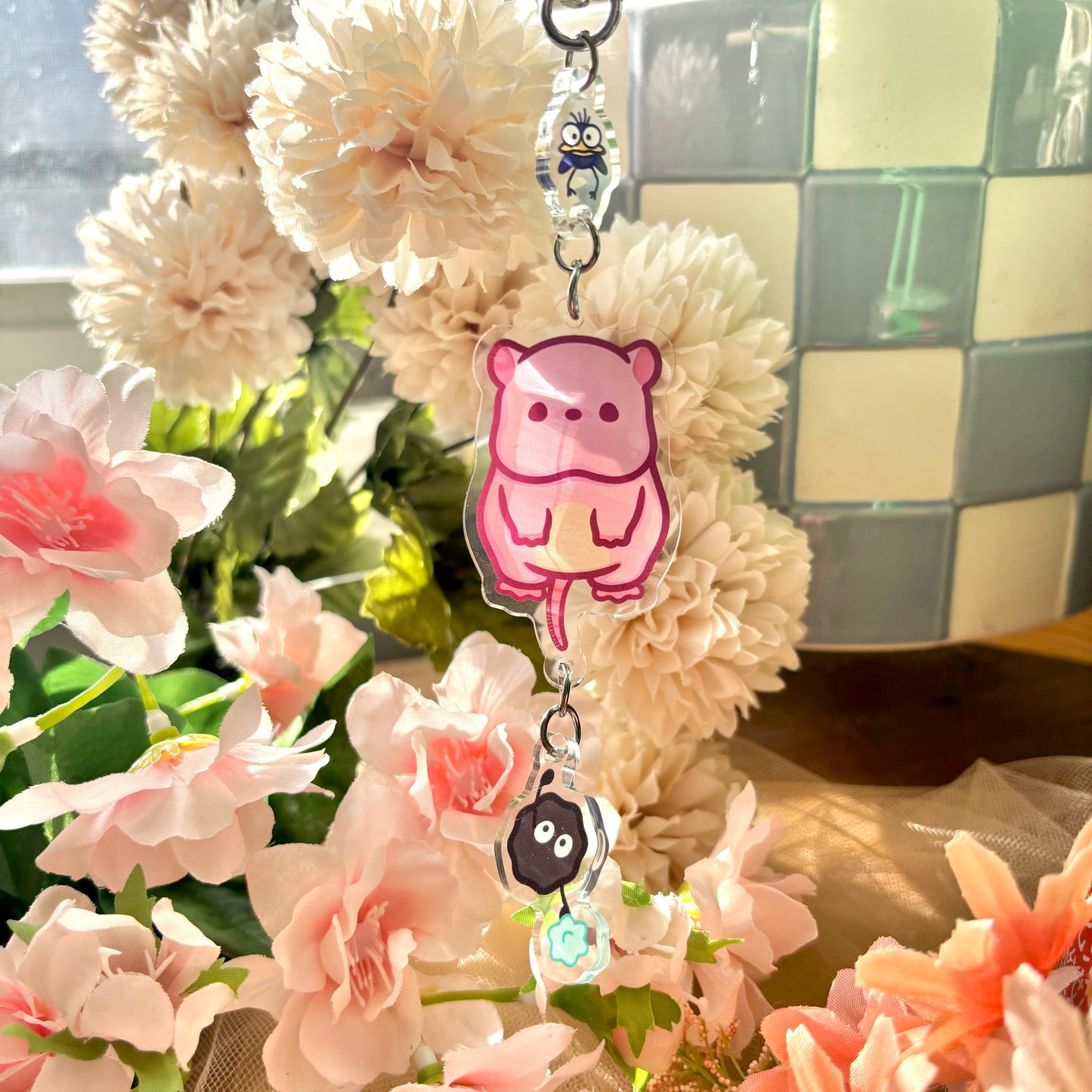Mouse and Fly Dangle Keychain