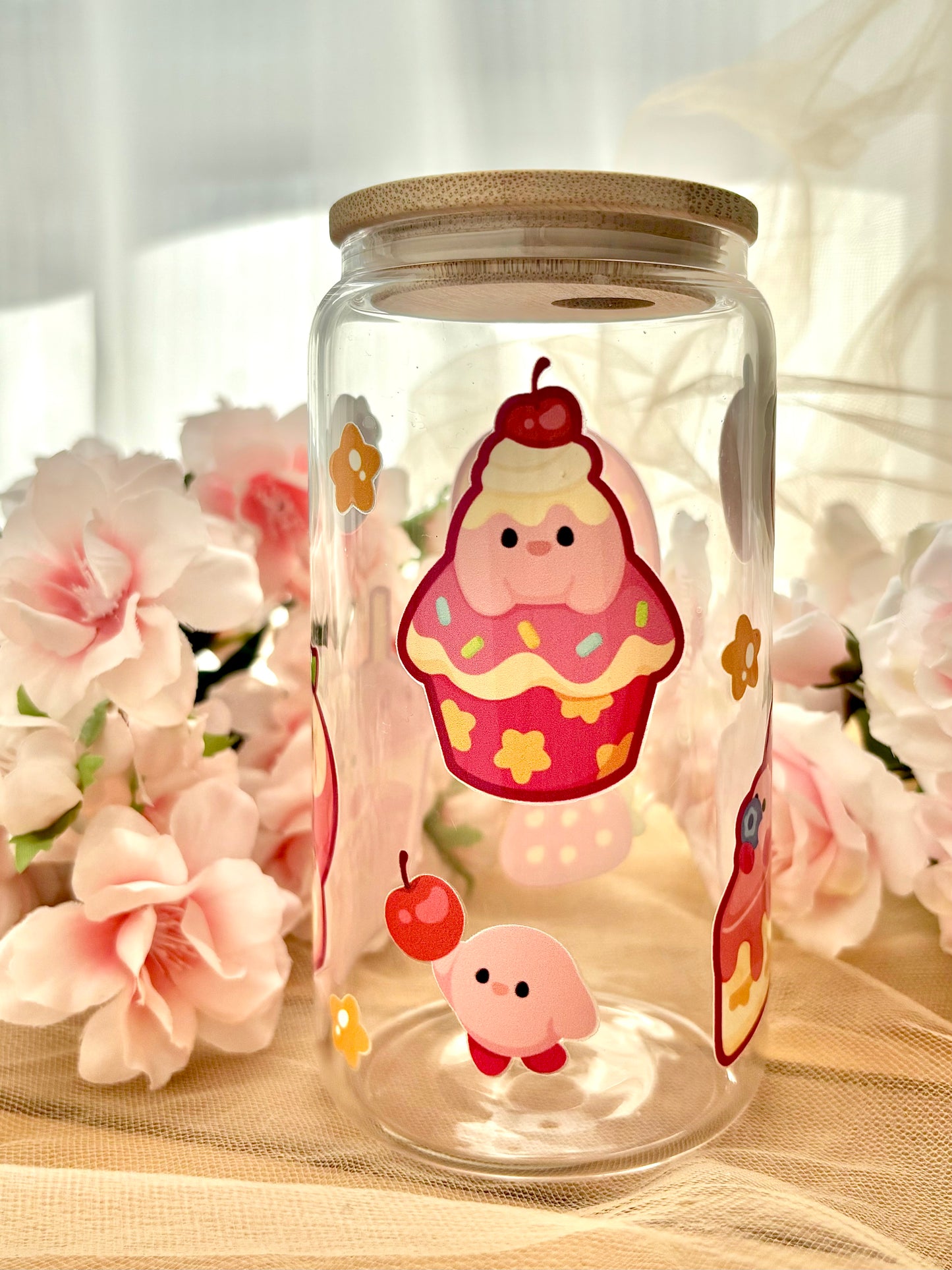 Pink Desserts Glass Cup