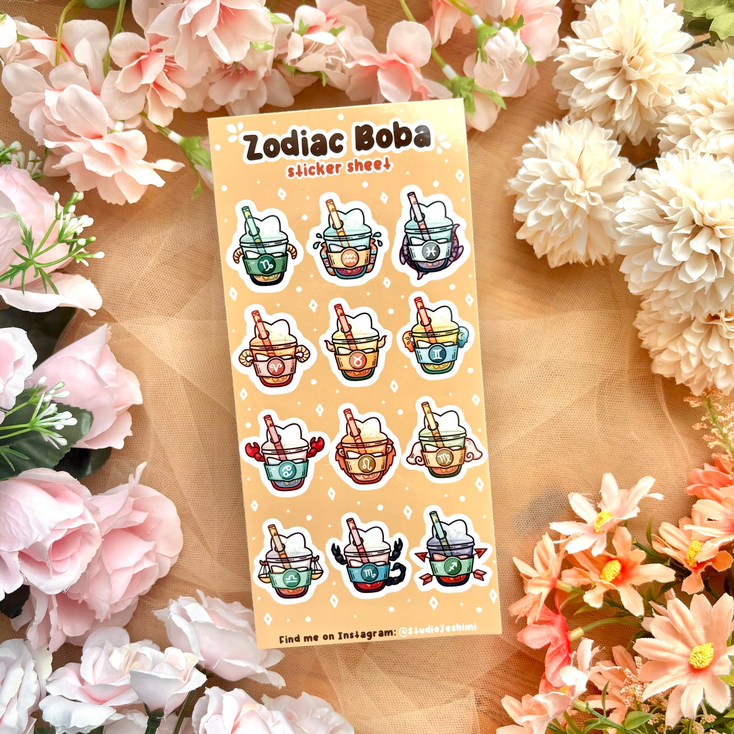 Zodiac Boba Sticker Sheet