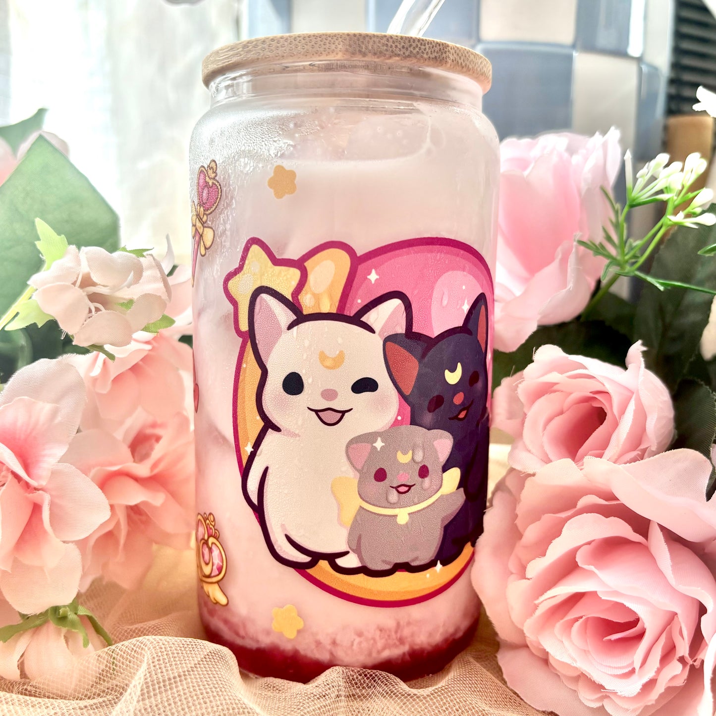 Moon Cat Glass Cup