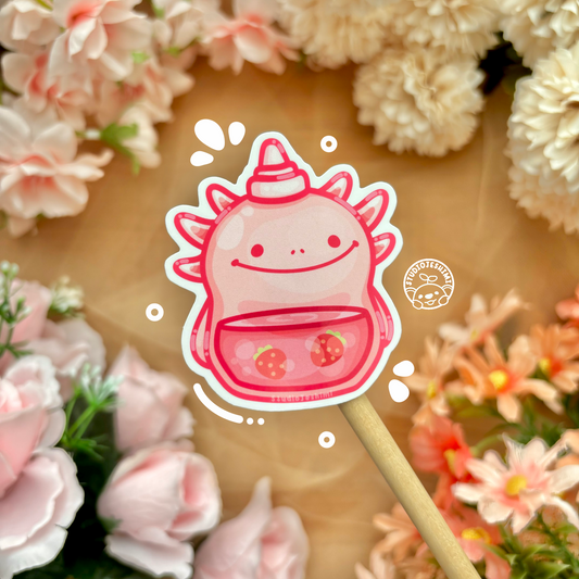 Strawberry Jelly Axolotl Sticker