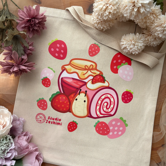 Strawberry Snail Tote Bag